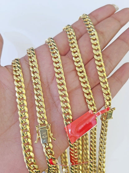 10k Yellow Gold 6mm Miami Cuban Link Chain Necklace 18 - 24 Inches Real - GoldenlinQ