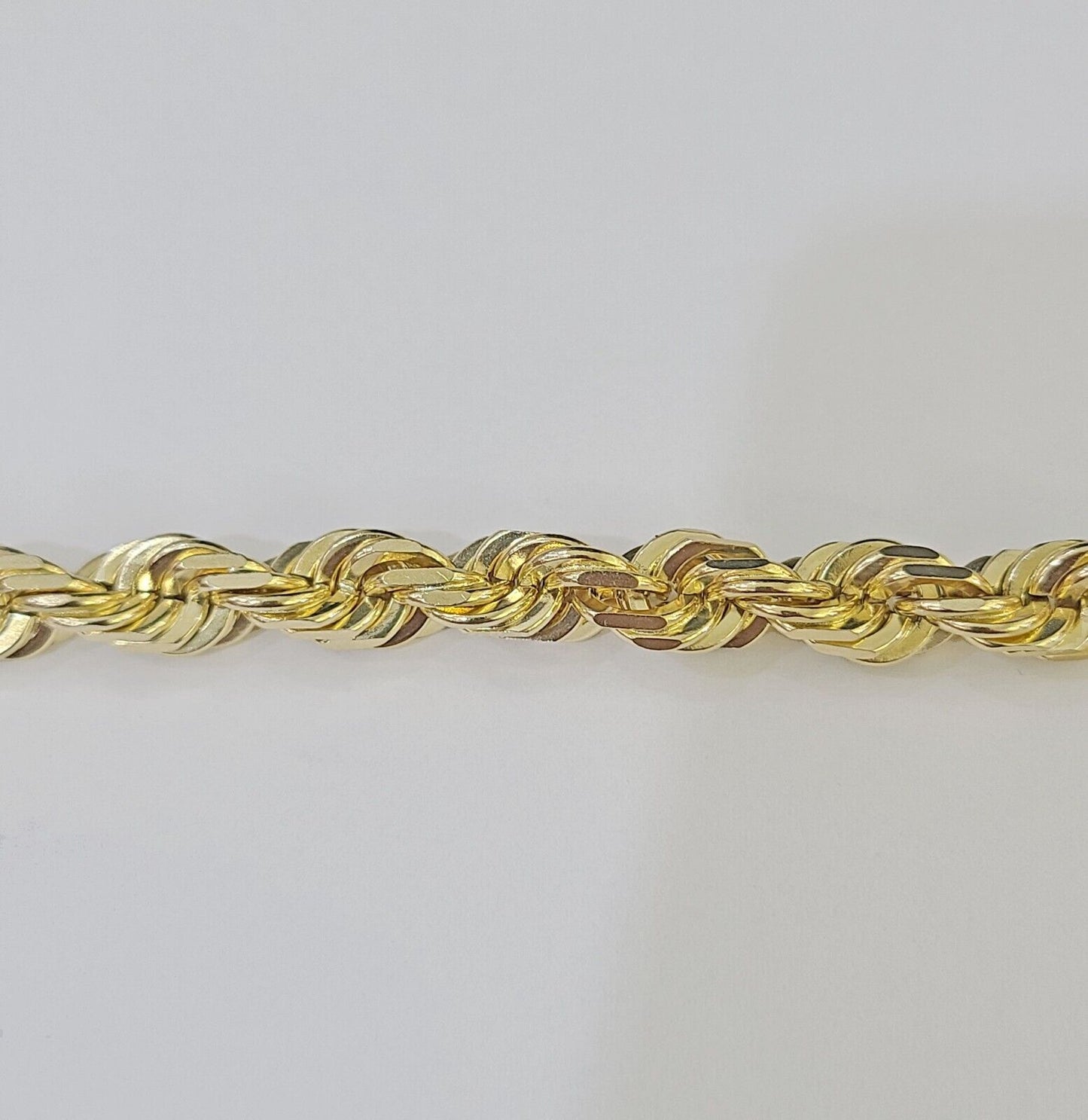 10K Yellow Gold 7.5" 8" 8.5" 9" Rope Bracelet Solid 7mm Men Women Diamond Cut - GoldenlinQ