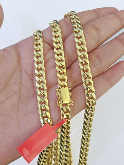 10k Yellow Gold 7mm Miami Cuban Link Chain Necklace 20 - 24 Inches Real - GoldenlinQ