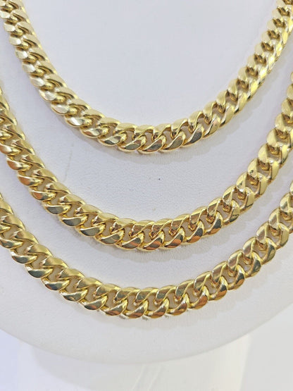 10k Yellow Gold 7mm Miami Cuban Link Chain Necklace 20 - 24 Inches Real - GoldenlinQ
