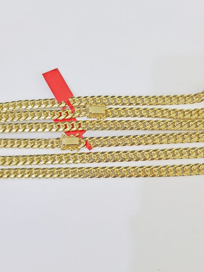 10k Yellow Gold 7mm Miami Cuban Link Chain Necklace 20 - 24 Inches Real - GoldenlinQ