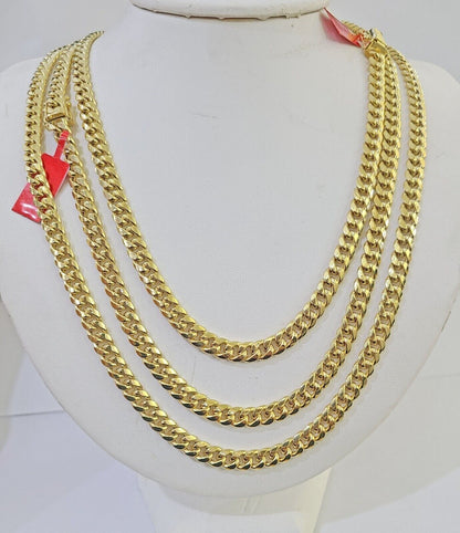 10k Yellow Gold 7mm Miami Cuban Link Chain Necklace 20 - 24 Inches Real - GoldenlinQ