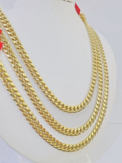 10k Yellow Gold 7mm Miami Cuban Link Chain Necklace 20 - 24 Inches Real - GoldenlinQ