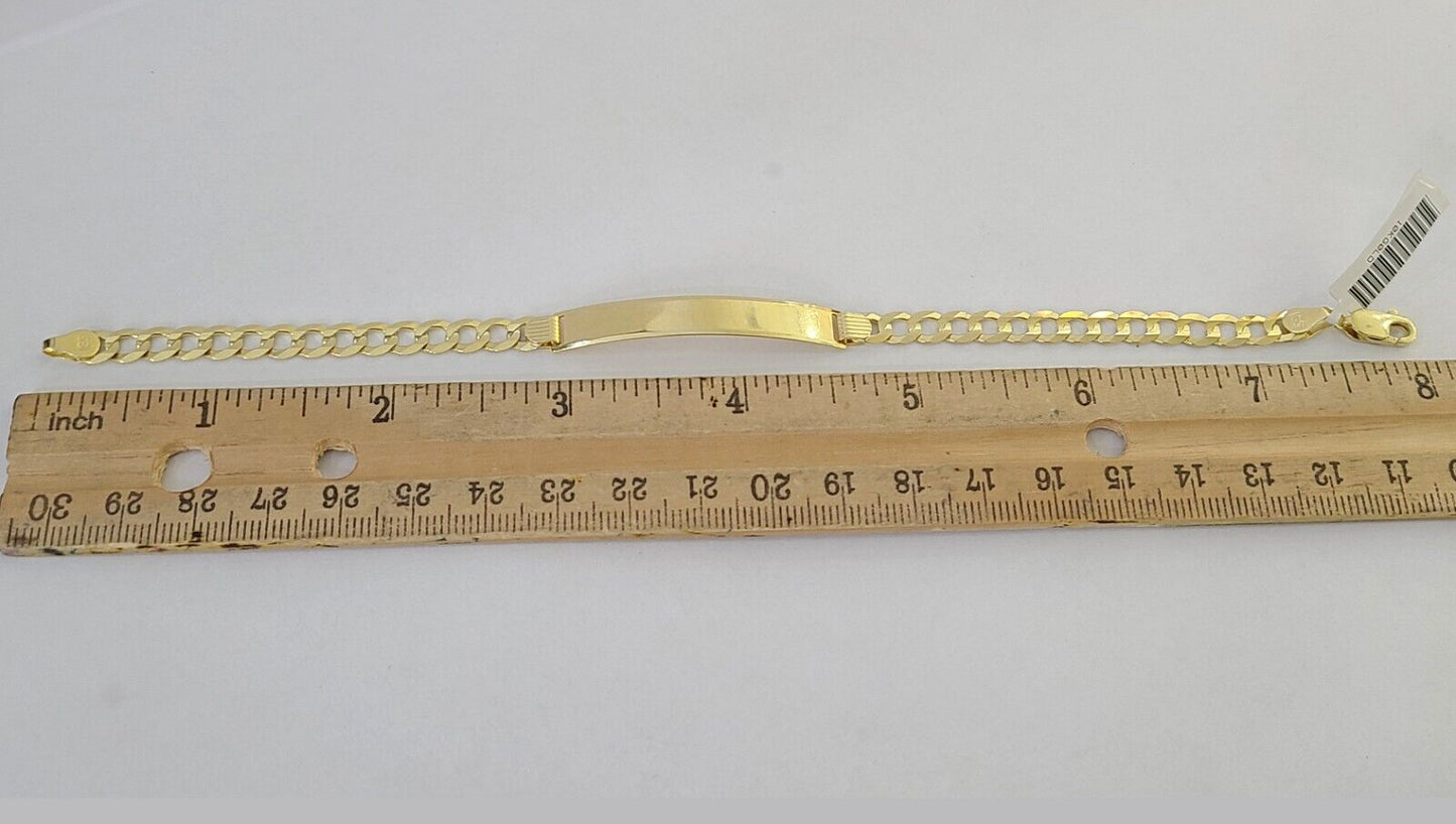 10k Yellow Gold 8" Inch Cuban Link ID Bracelet 6mm Lobster Clasp Real 10Kt - Reva Jeweler