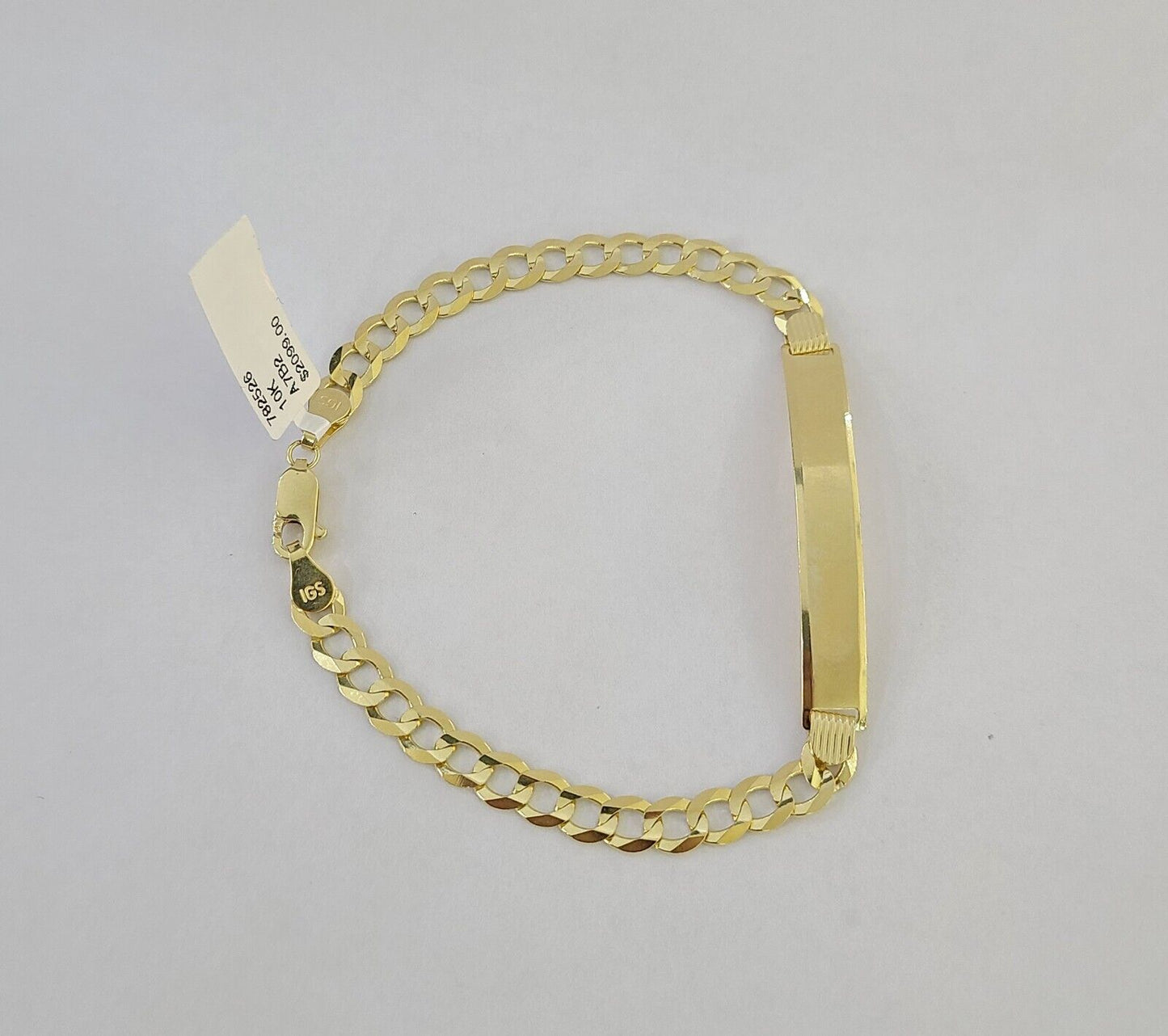 10k Yellow Gold 8" Inch Cuban Link ID Bracelet 6mm Lobster Clasp Real 10Kt - Reva Jeweler