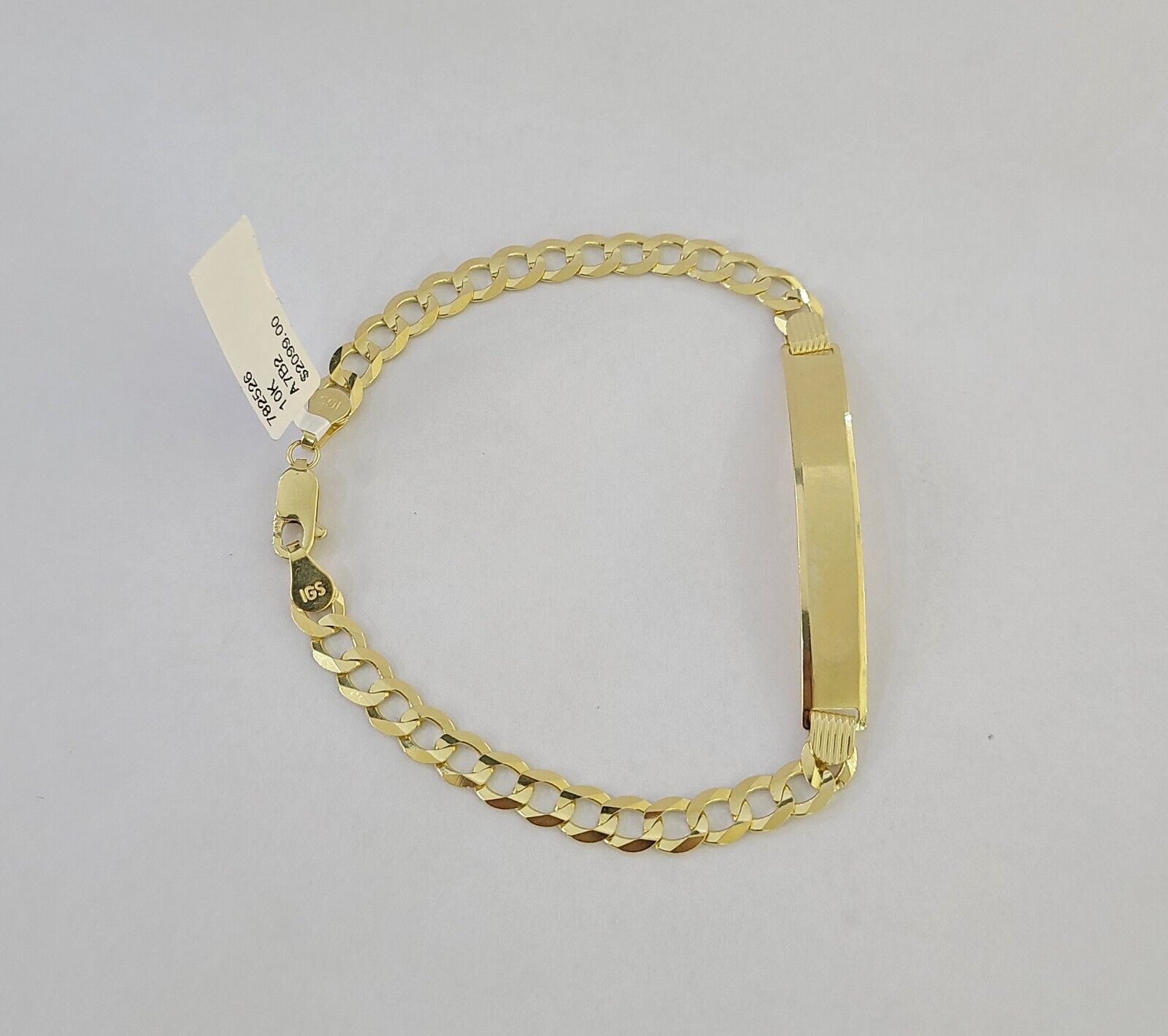 10k Yellow Gold 8" Inch Cuban Link ID Bracelet 6mm Lobster Clasp Real 10Kt - Reva Jeweler