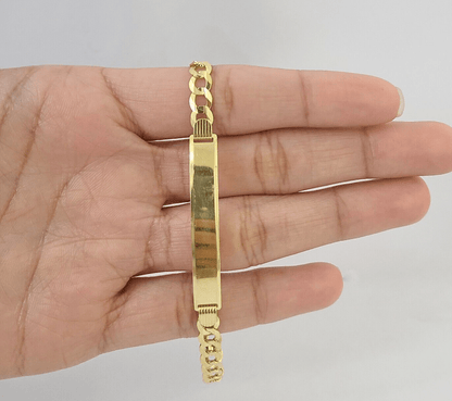 10k Yellow Gold 8" Inch Cuban Link ID Bracelet 6mm Lobster Clasp Real 10Kt - Reva Jeweler
