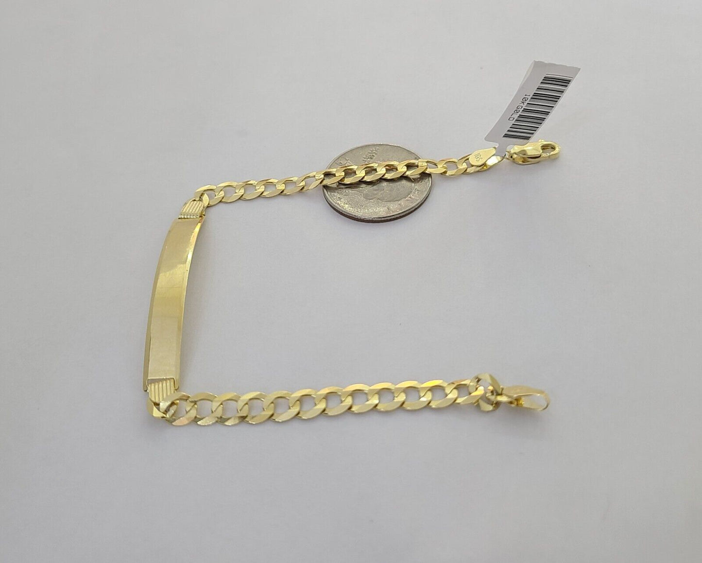 10k Yellow Gold 8" Inch Cuban Link ID Bracelet 6mm Lobster Clasp Real 10Kt - Reva Jeweler