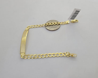 10k Yellow Gold 8" Inch Cuban Link ID Bracelet 6mm Lobster Clasp Real 10Kt - Reva Jeweler