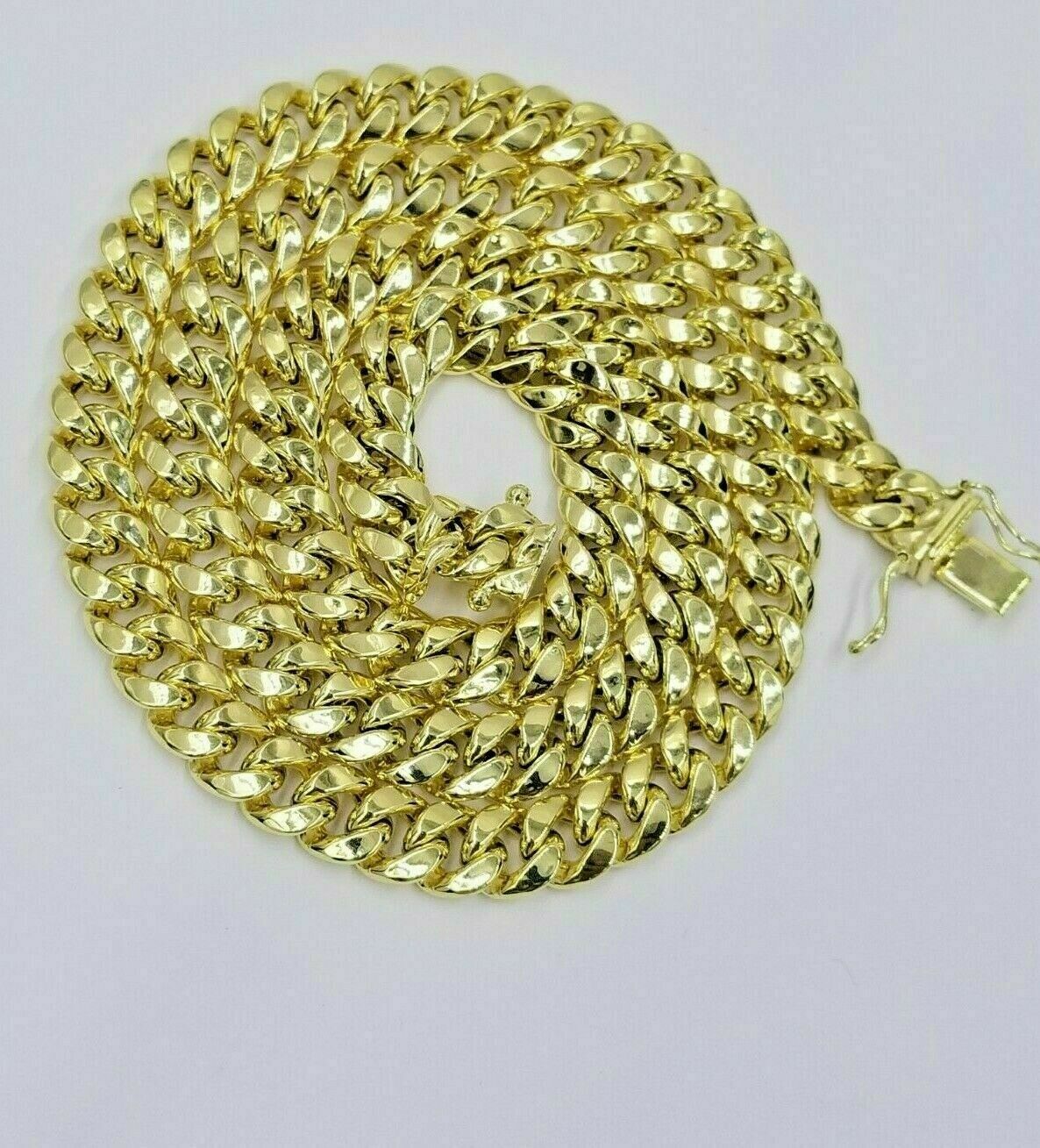 10k Yellow Gold 8mm Chain Miami Cuban Link Necklace 26" Real Box Clasp REAL 10kt - Reva Jeweler