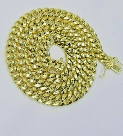 10k Yellow Gold 8mm Chain Miami Cuban Link Necklace 26" Real Box Clasp REAL 10kt - Reva Jeweler