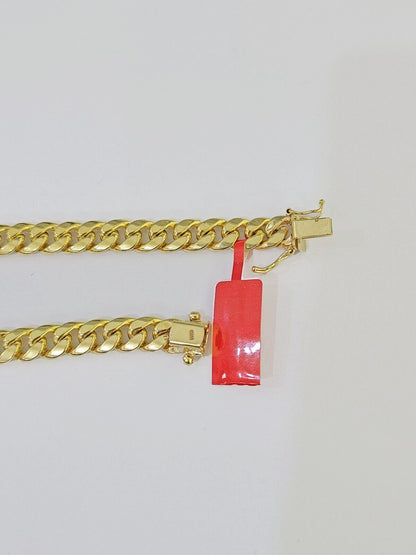 10k Yellow Gold 8mm Miami Cuban Link Chain Necklace 20 - 28 Inches Real - GoldenlinQ
