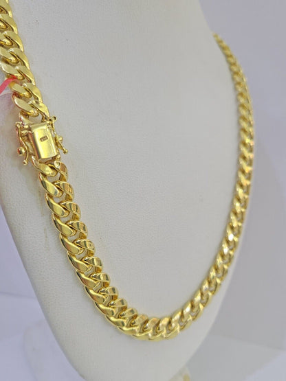 10k Yellow Gold 8mm Miami Cuban Link Chain Necklace 20 - 28 Inches Real - GoldenlinQ