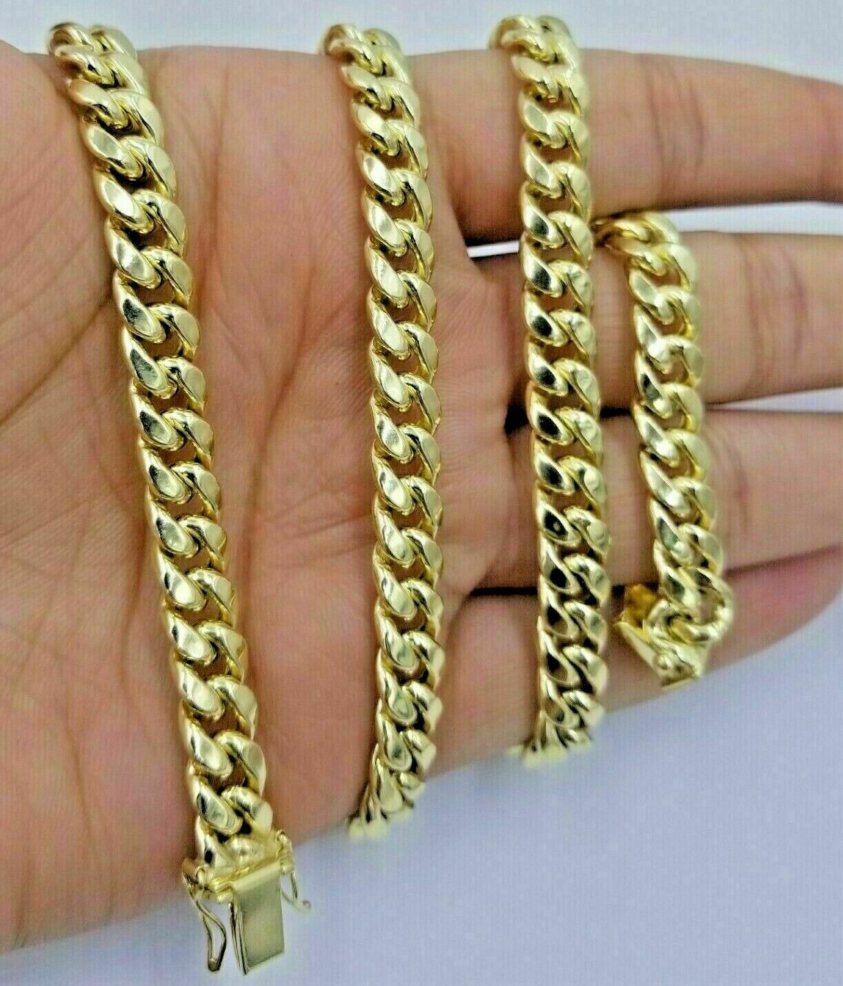 10K Yellow Gold 8mm Real Miami Cuban Link Chain Pendant Necklace Box Lock 18 - 30" - Reva Jeweler