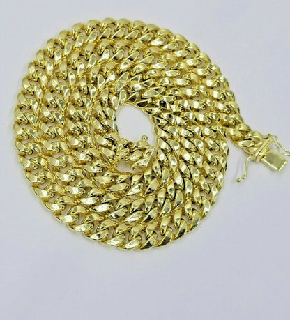 10K Yellow Gold 8mm Real Miami Cuban Link Chain Pendant Necklace Box Lock 18 - 30" - Reva Jeweler