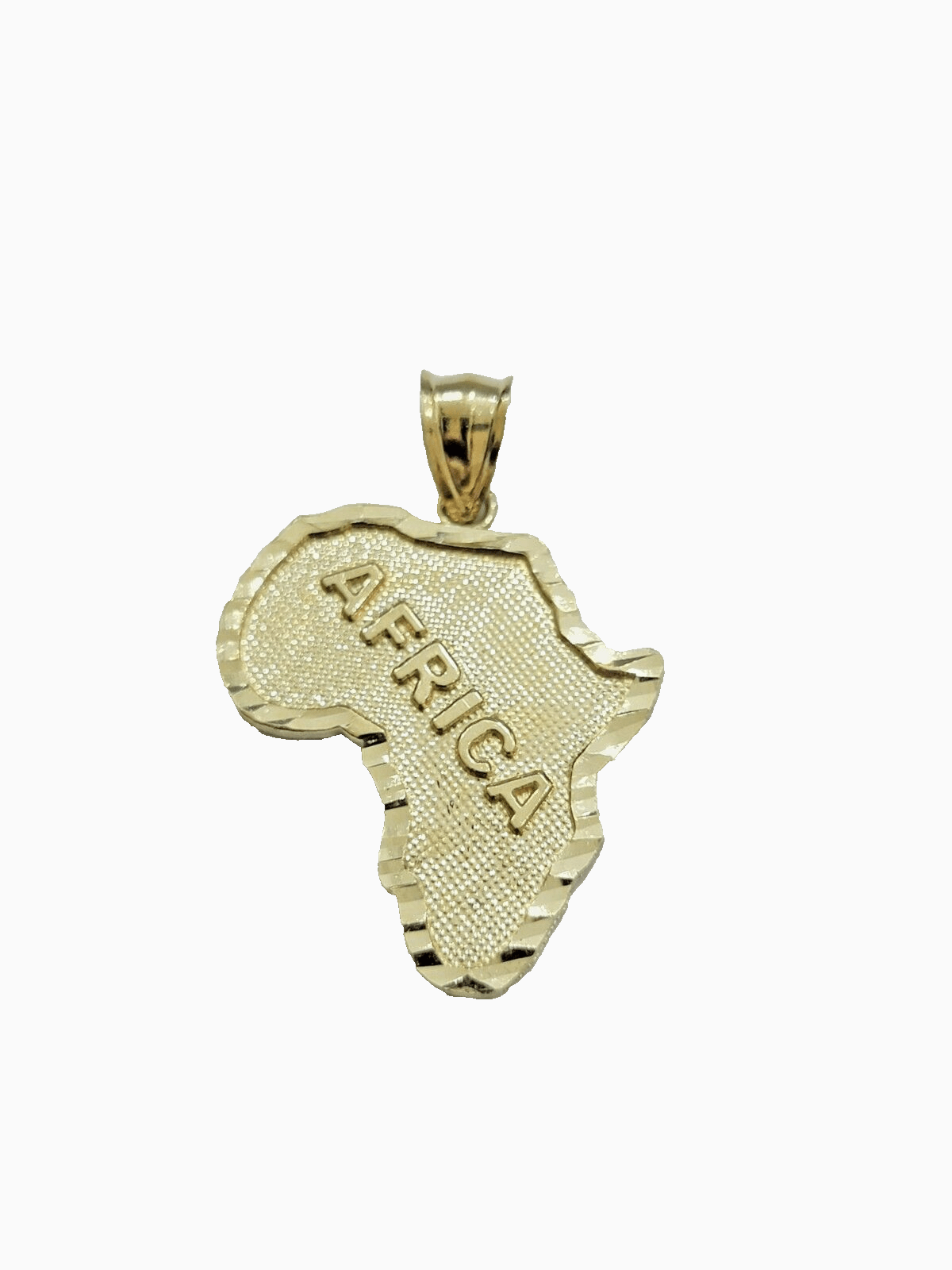 10k Yellow Gold Africa Map Charm Rope Chain 18 Inch Necklace Pendant SET SALE - Reva Jeweler