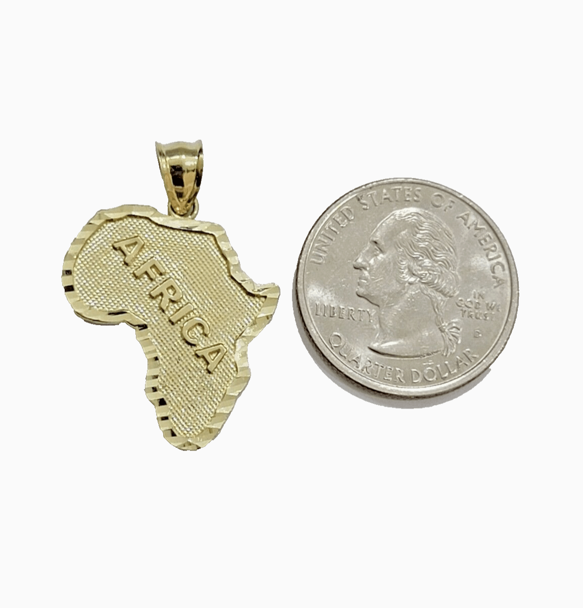 10k Yellow Gold Africa Map Charm Rope Chain 26 Inch Necklace Pendant SET SALE - Reva Jeweler