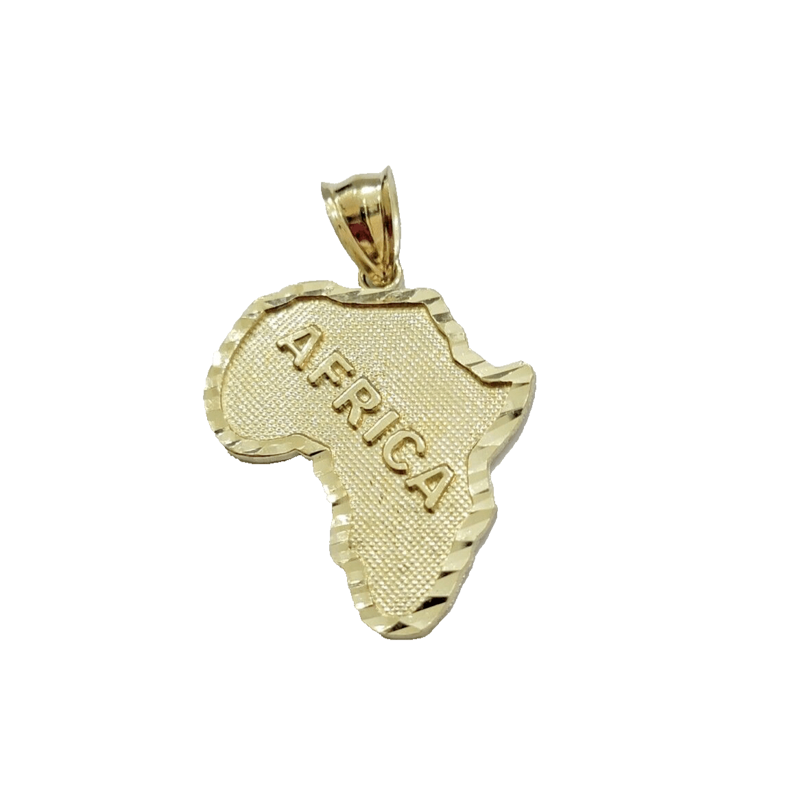 10k Yellow Gold Africa Map Charm Rope Chain 26 Inch Necklace Pendant SET SALE - Reva Jeweler