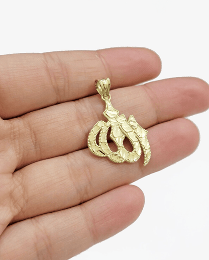 10k Yellow Gold Allah Charm Miami Cuban Chain 18 Inch Necklace 10kt Pendant Real - Reva Jeweler