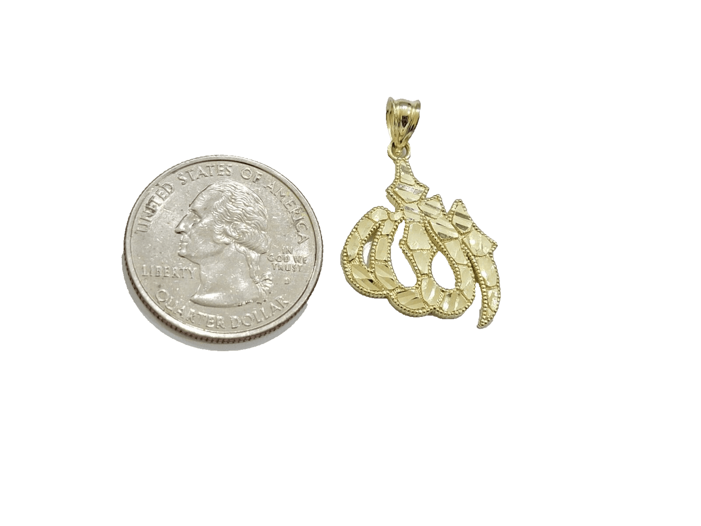 10k Yellow Gold Allah Charm Miami Cuban Chain 18 Inch Necklace 10kt Pendant Real - Reva Jeweler