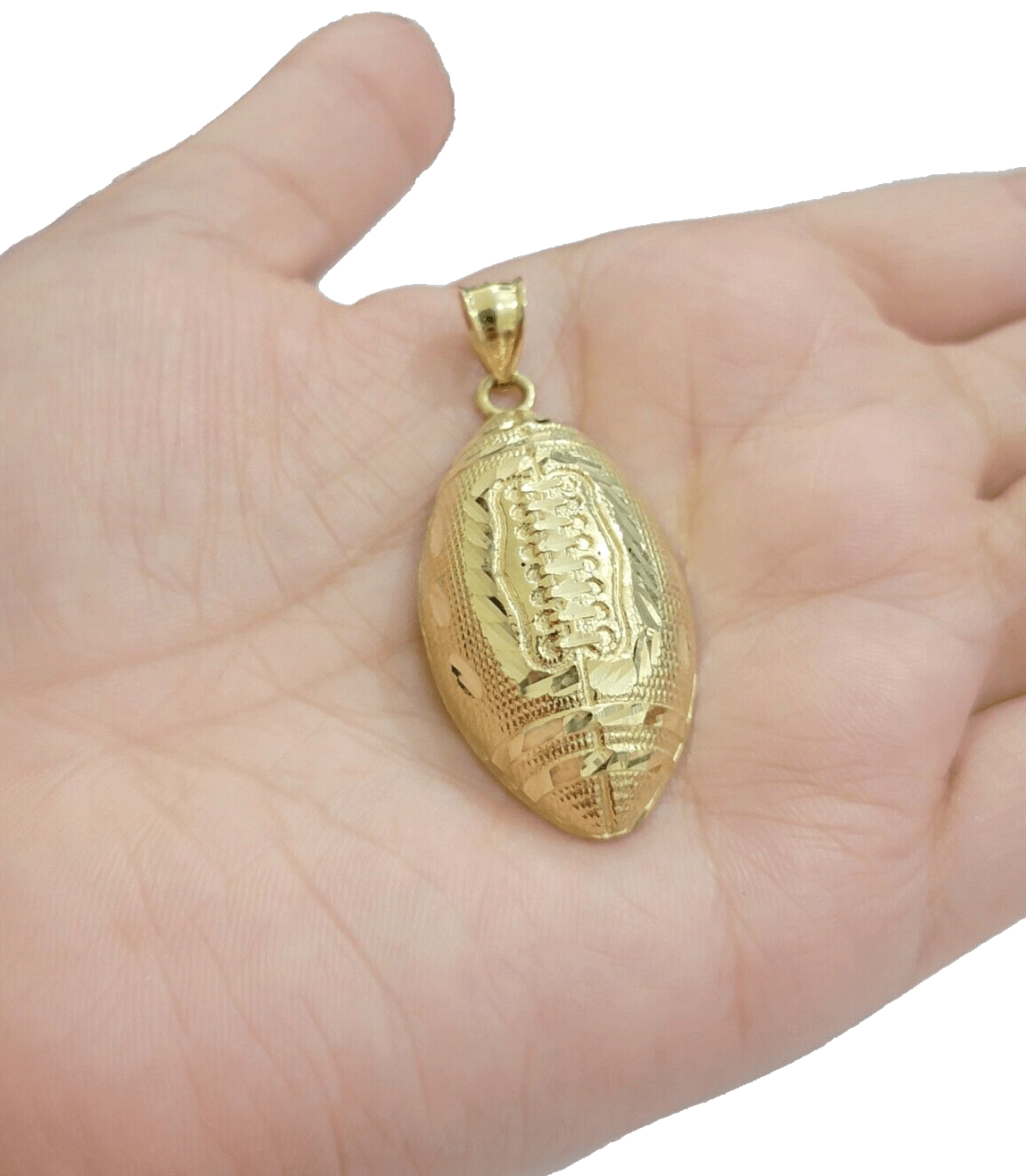10k Yellow Gold American Football Charm Rope Chain 4mm 22 Inch Necklace Pendant - Reva Jeweler