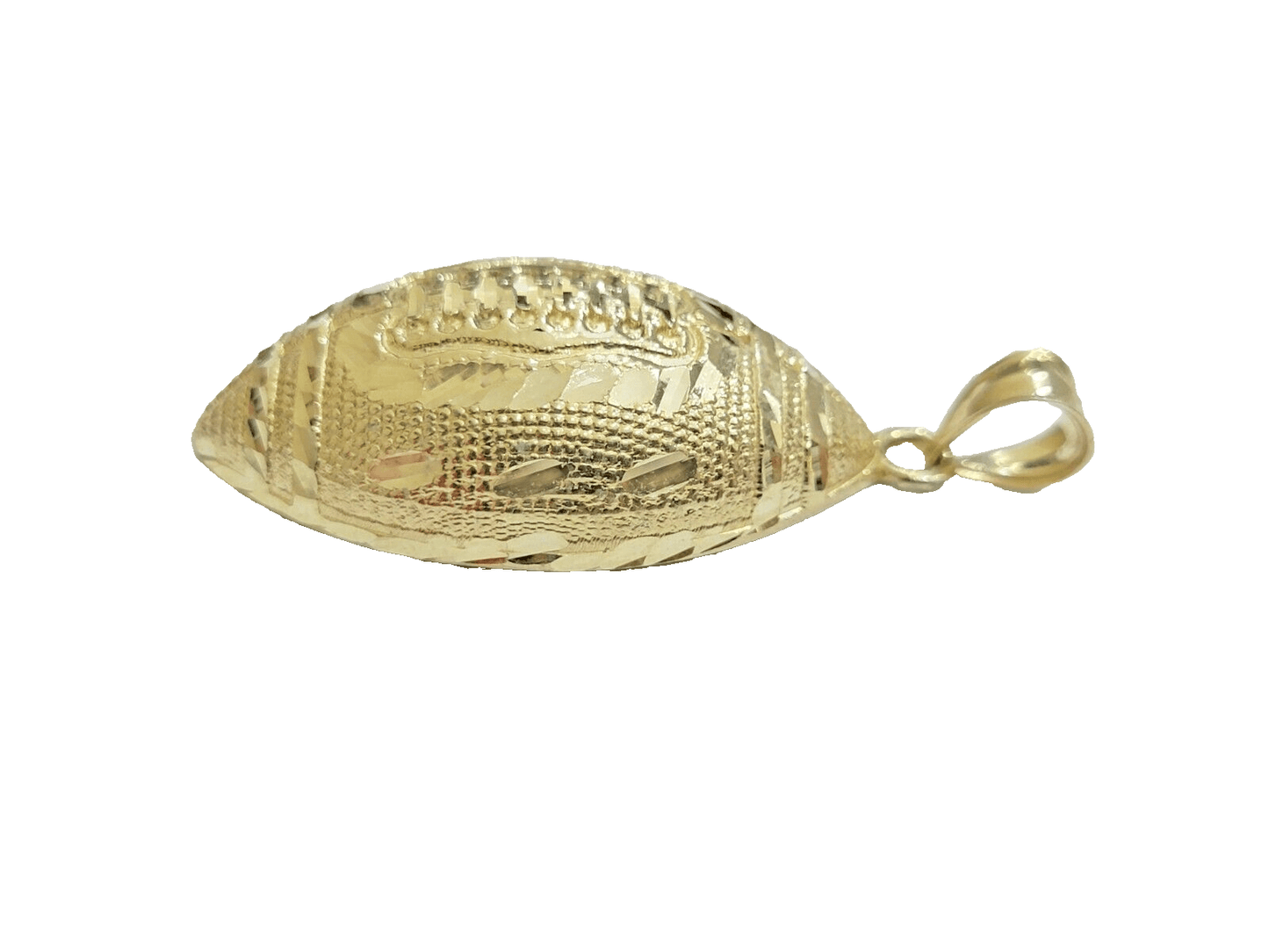 10k Yellow Gold American Football Charm Rope Chain 4mm 22 Inch Necklace Pendant - Reva Jeweler