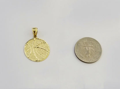 10k Yellow Gold Basketball Charm Pendant 1 Inch 10kt Real Gold - Reva Jeweler