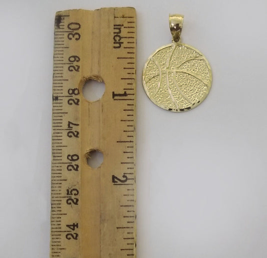 10k Yellow Gold Basketball Charm Pendant 1 Inch 10kt Real Gold - Reva Jeweler