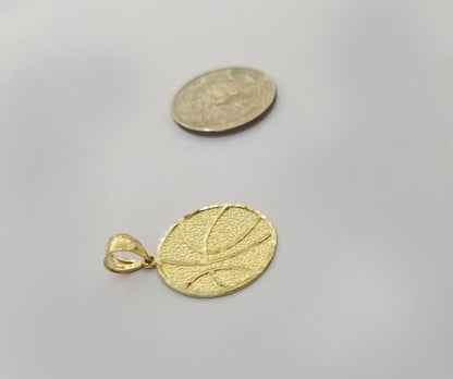 10k Yellow Gold Basketball Charm Pendant 1 Inch 10kt Real Gold - Reva Jeweler