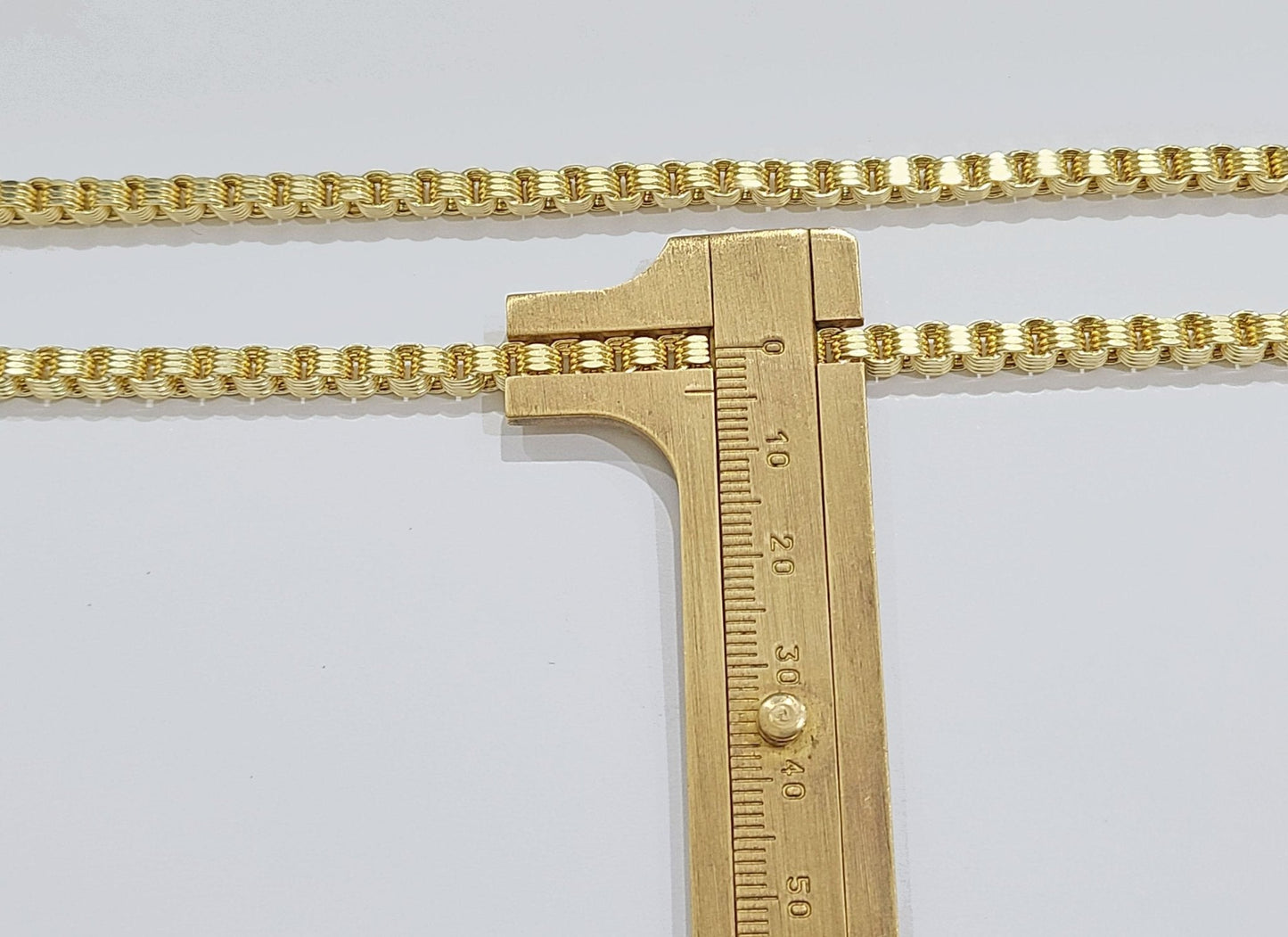 10K Yellow Gold Box Byzantine Chain Necklace 24'' Inch 4mm Real 10kt Lobster Lock - GoldenlinQ