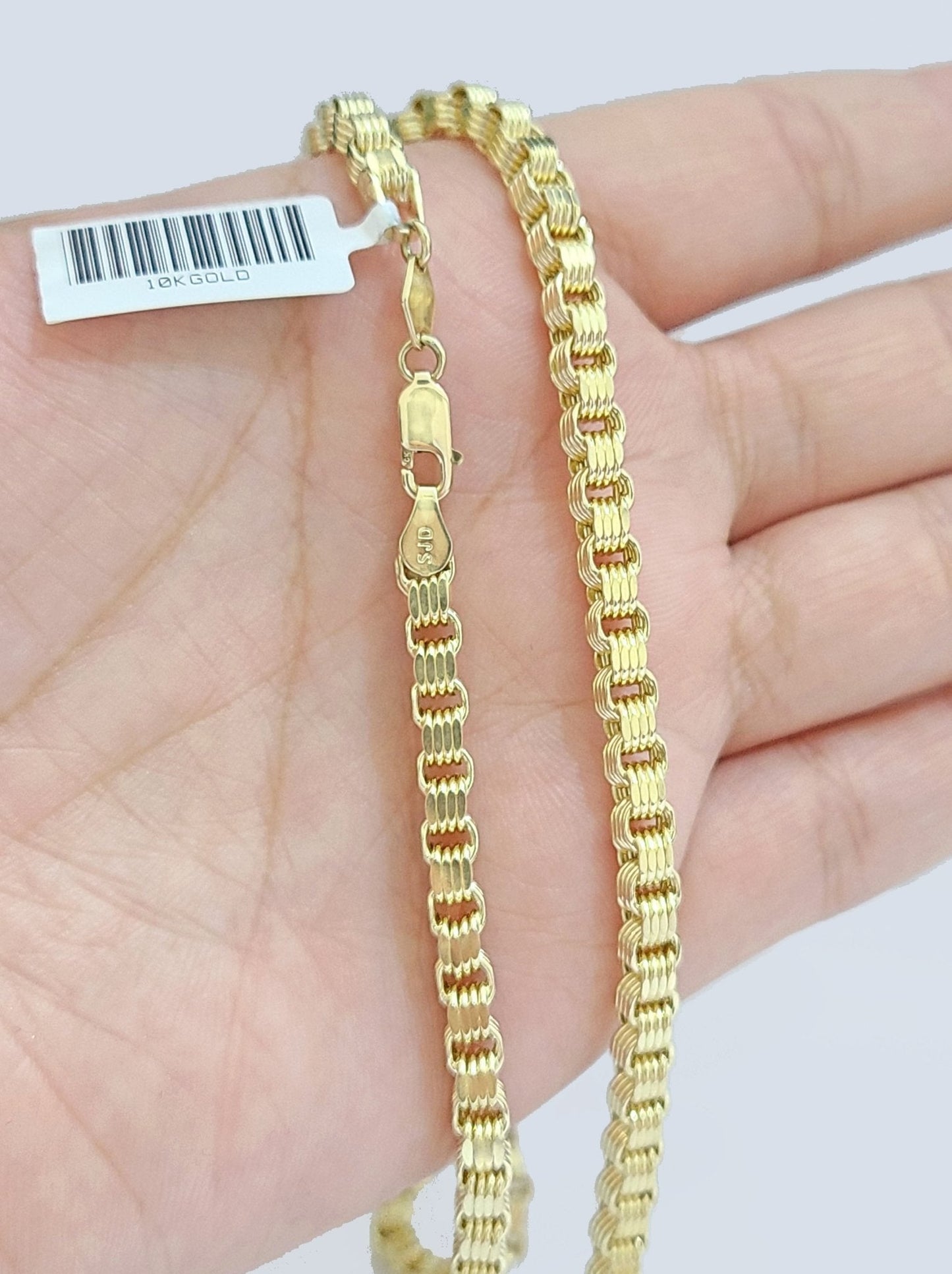 10K Yellow Gold Box Byzantine Chain Necklace 28'' Inch 4mm Real 10kt Lobster Lock - GoldenlinQ