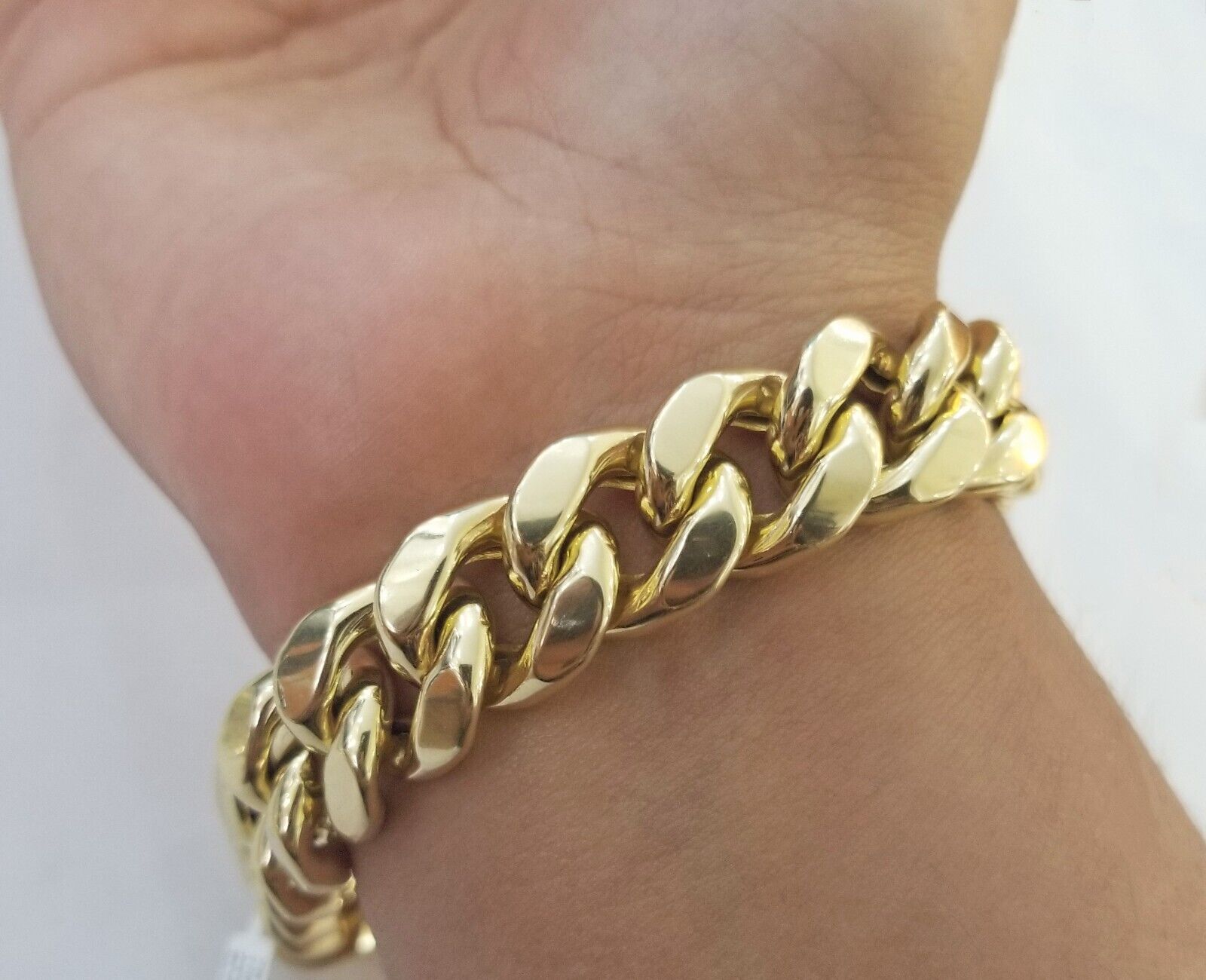10K Yellow Gold Bracelet 15mm Miami Cuban Link 8.5" Real 10kt Gold Thick mens - Reva Jeweler