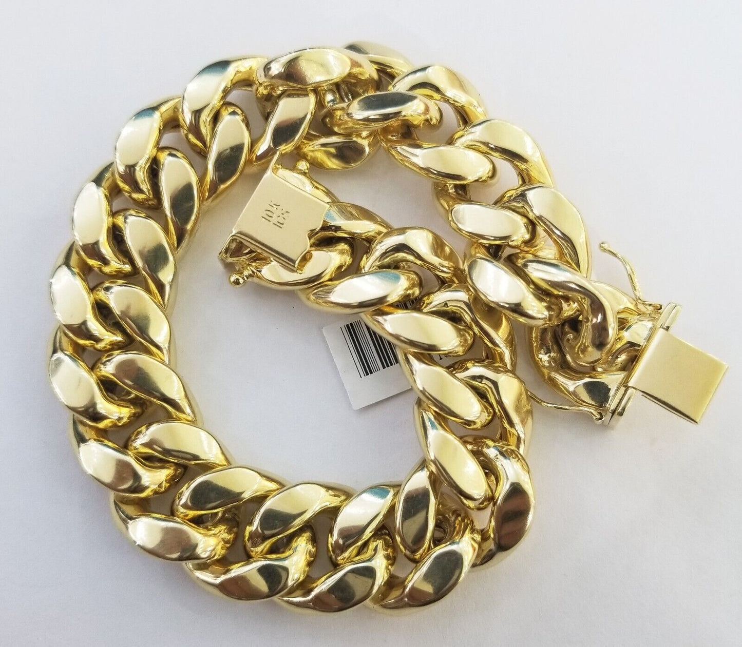 10K Yellow Gold Bracelet 15mm Miami Cuban Link 8.5" Real 10kt Gold Thick mens - Reva Jeweler