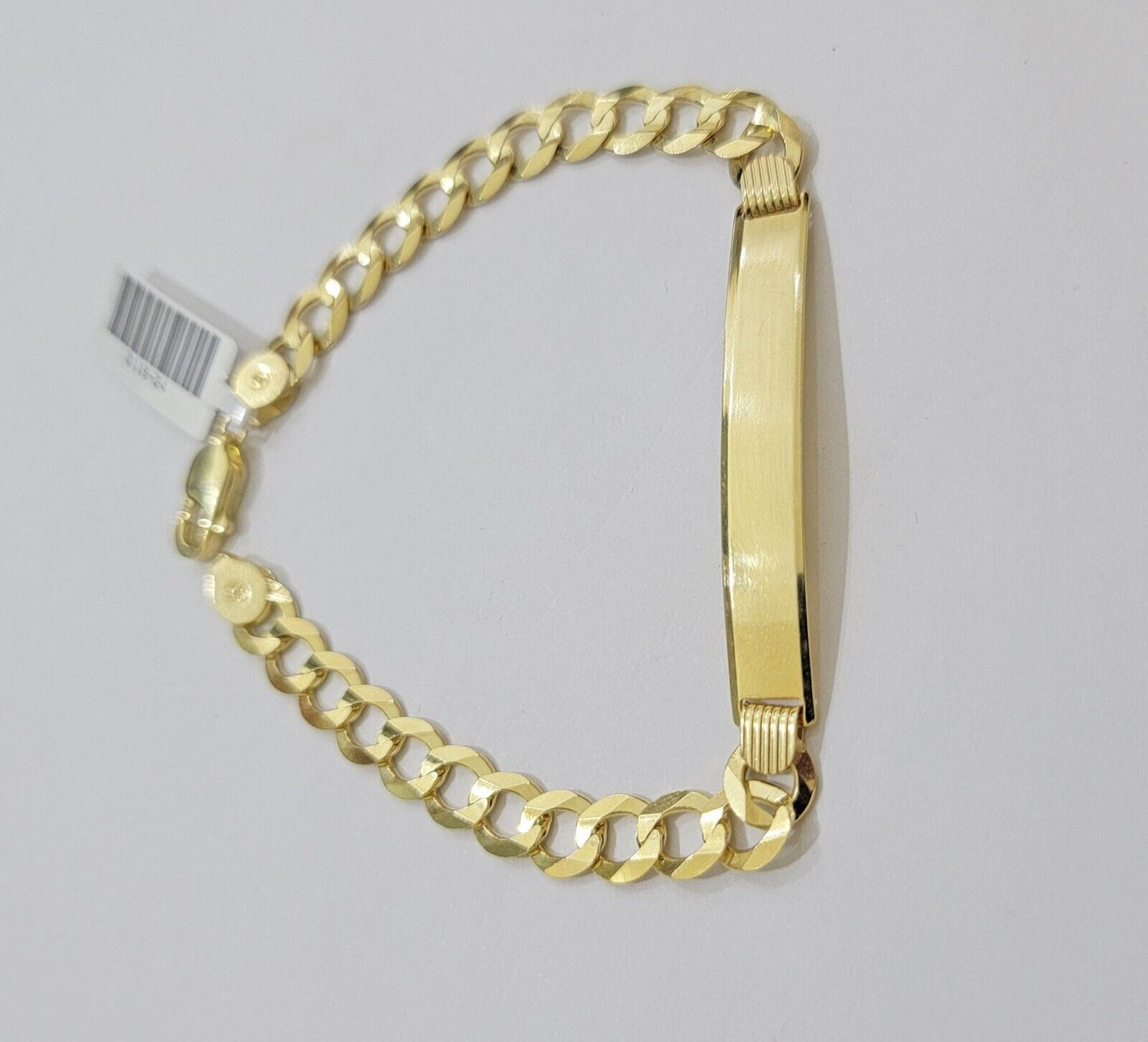 10k Yellow Gold Bracelet ID Cuban Curb Link SOLID 7mm 8 Inch REAL 10k Name Plate - Reva Jeweler