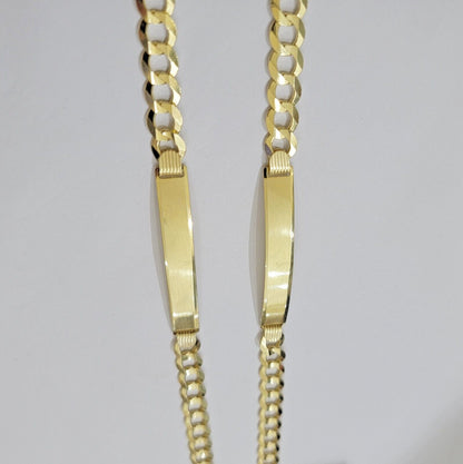 10k Yellow Gold Bracelet ID Cuban Curb Link SOLID 7mm 8 Inch REAL 10k Name Plate - Reva Jeweler
