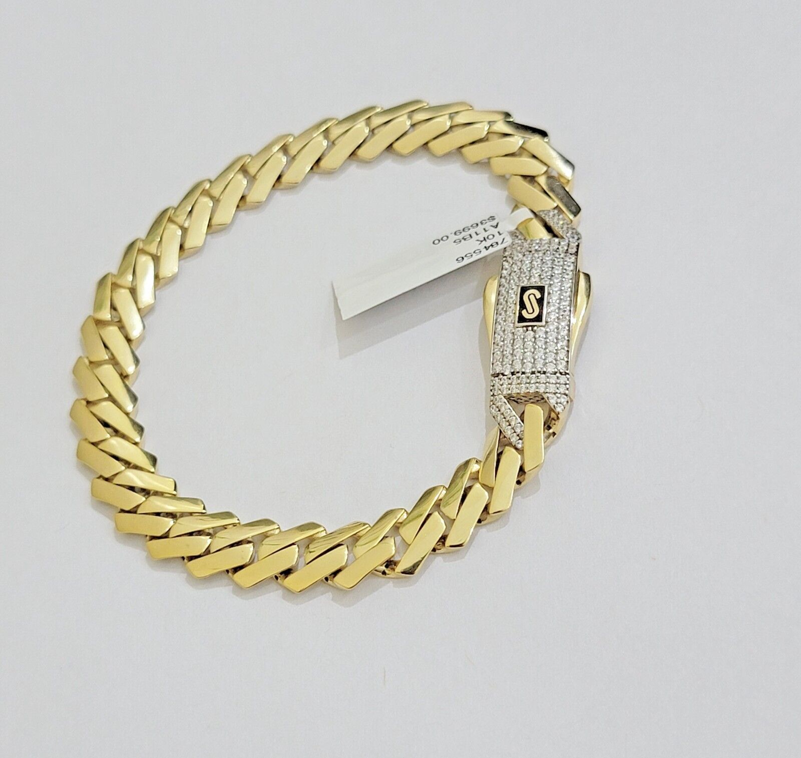10k Yellow Gold Bracelet Ladies 7.25 Inch Royal Monaco Cuban Link 7mm For Women - Reva Jeweler