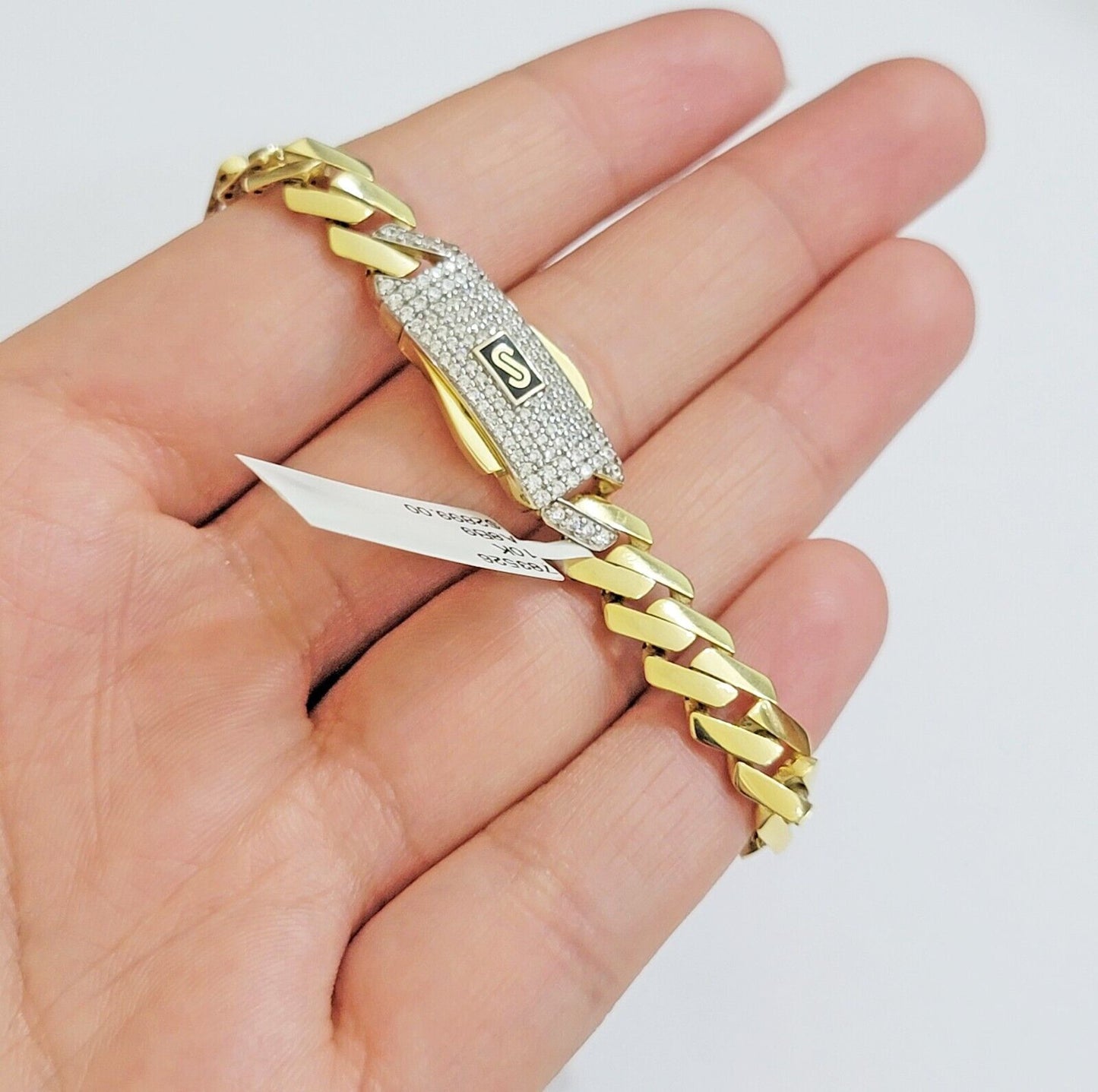 10k Yellow Gold Bracelet Ladies 7.25 Inch Royal Monaco Cuban Link 7mm For Women - Reva Jeweler