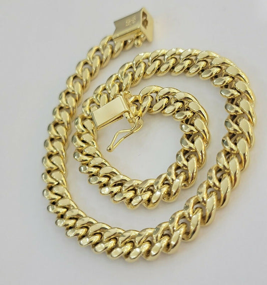 10k Yellow Gold Bracelet Miami Cuban Link 7.5" 7mm REAL 10 kt men &Women, STRONG - Reva Jeweler