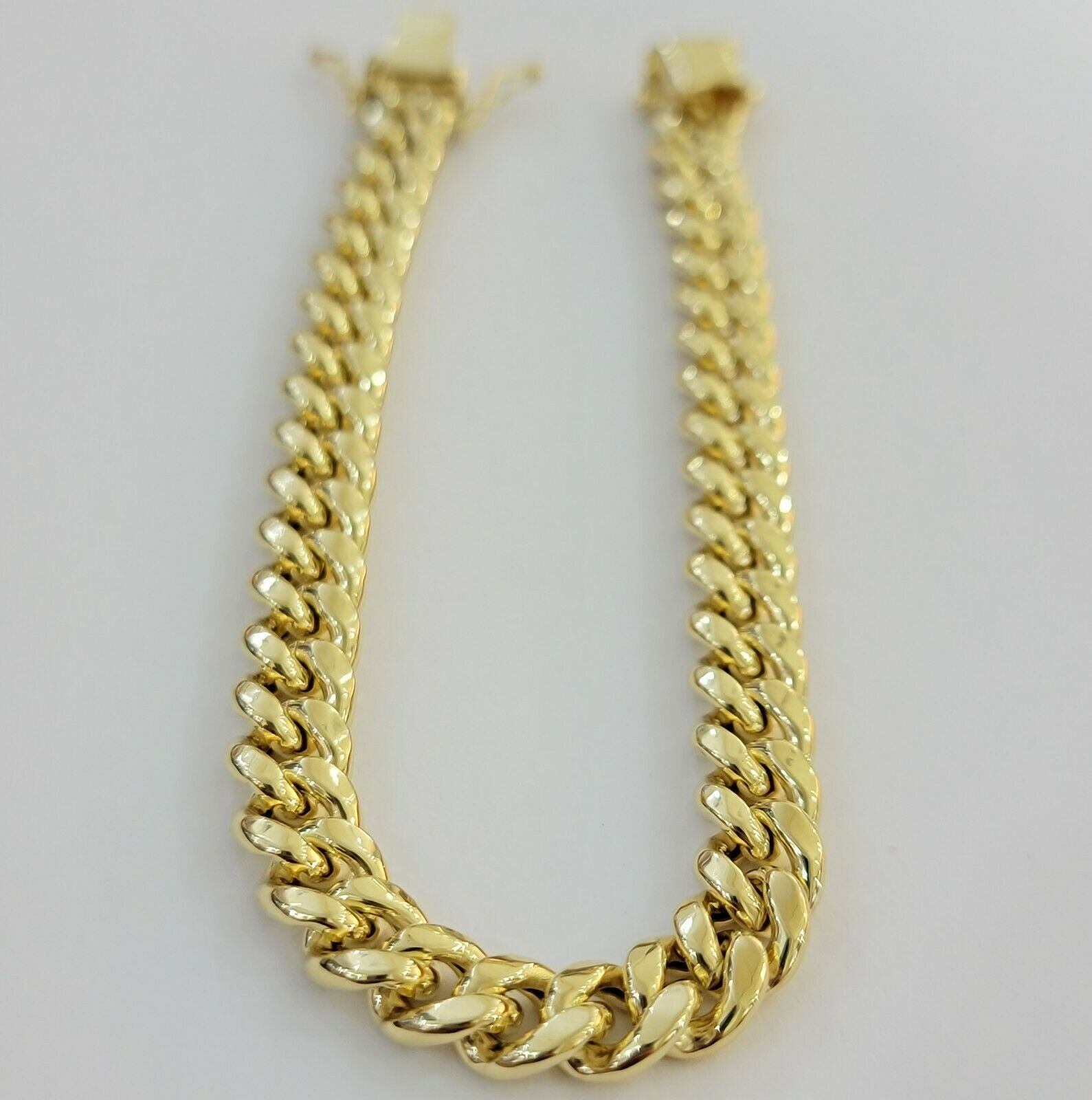 10k Yellow Gold Bracelet Miami Cuban Link 7.5" 7mm REAL 10 kt men &Women, STRONG - Reva Jeweler