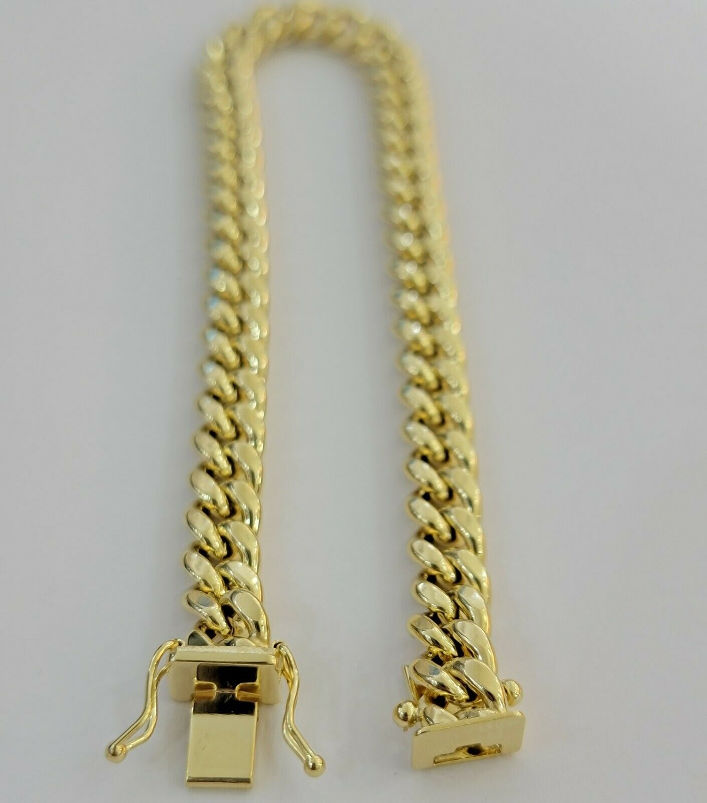 10k Yellow Gold Bracelet Miami Cuban Link 7.5" 7mm REAL 10 kt men &Women, STRONG - Reva Jeweler