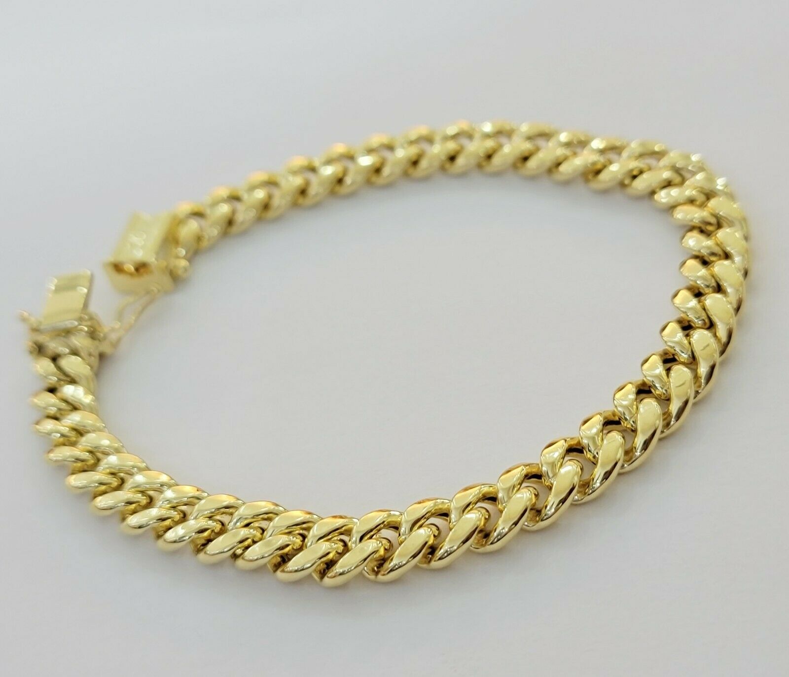 10k Yellow Gold Bracelet Miami Cuban Link 7.5" 8mm REAL 10 kt men &Women, STRONG - Reva Jeweler