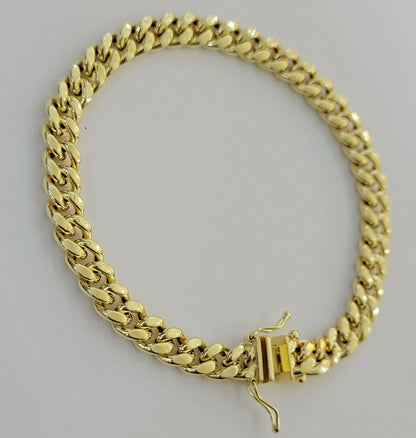 10k Yellow Gold Bracelet Miami Cuban Link 8" 7mm REAL 10 kt men & Women, STRONG - Reva Jeweler