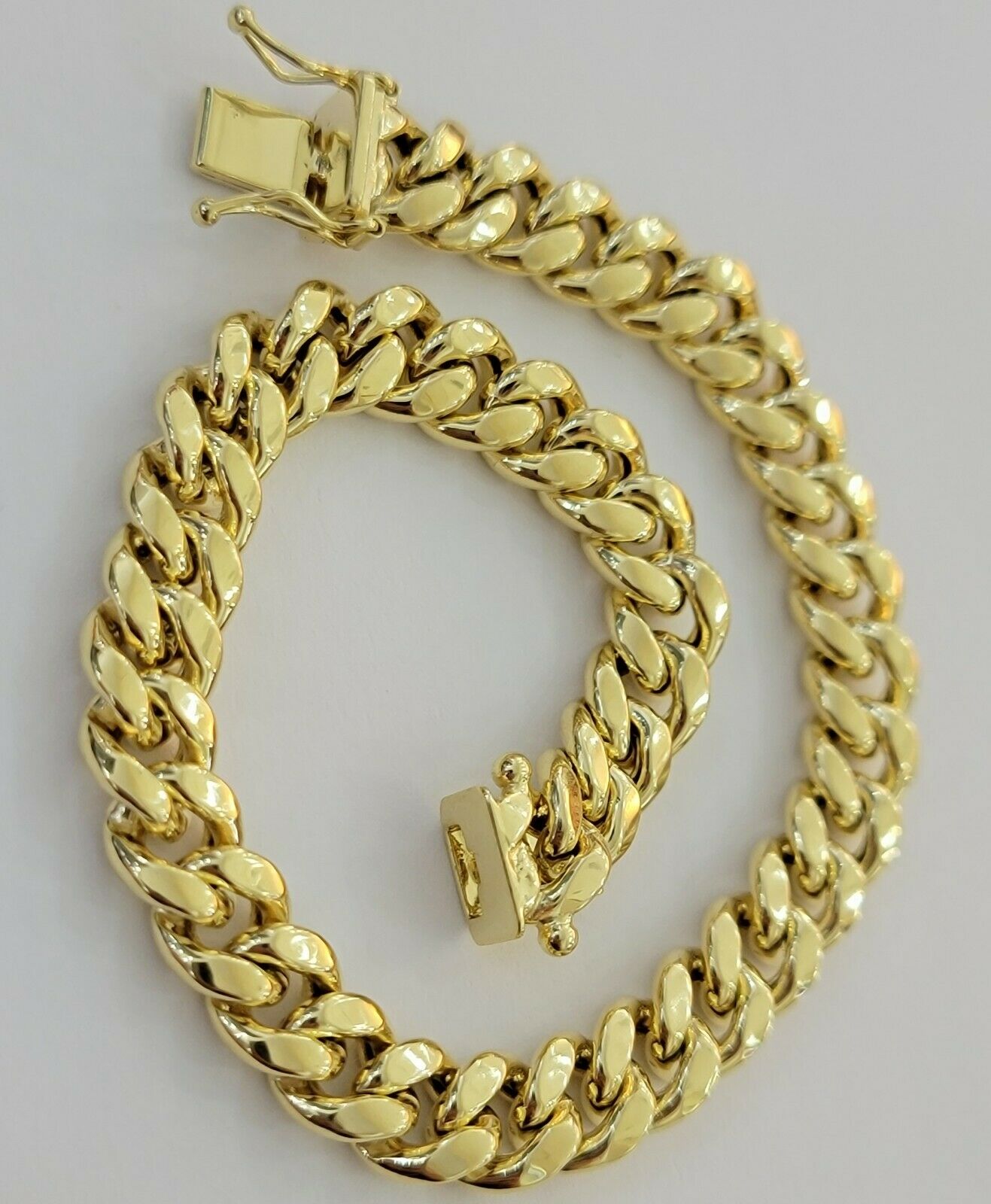 10k Yellow Gold Bracelet Miami Cuban Link 8" 8mm REAL 10 kt men & Women, STRONG - Reva Jeweler