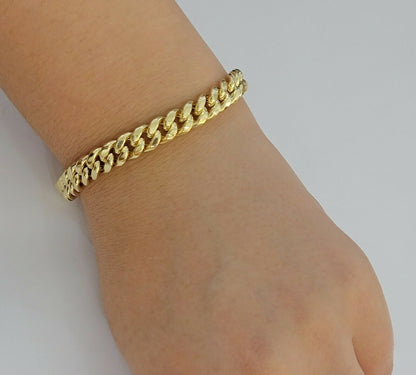 10k Yellow Gold Bracelet Miami Cuban Link 8" 8mm REAL 10 kt men & Women, STRONG - Reva Jeweler