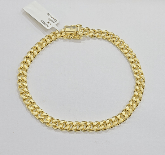 10k Yellow Gold Bracelet Miami Cuban Link 8 inch 6mm REAL 10kt Men Women - Reva Jeweler