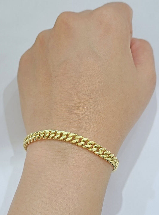 10k Yellow Gold Bracelet Miami Cuban Link 8 inch 6mm REAL 10kt Men Women - Reva Jeweler