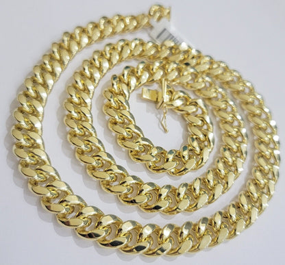 10k Yellow Gold Chain 12mm Miami Cuban Link Necklace 20" - 30" Real 10kt Box Clasp - Reva Jeweler