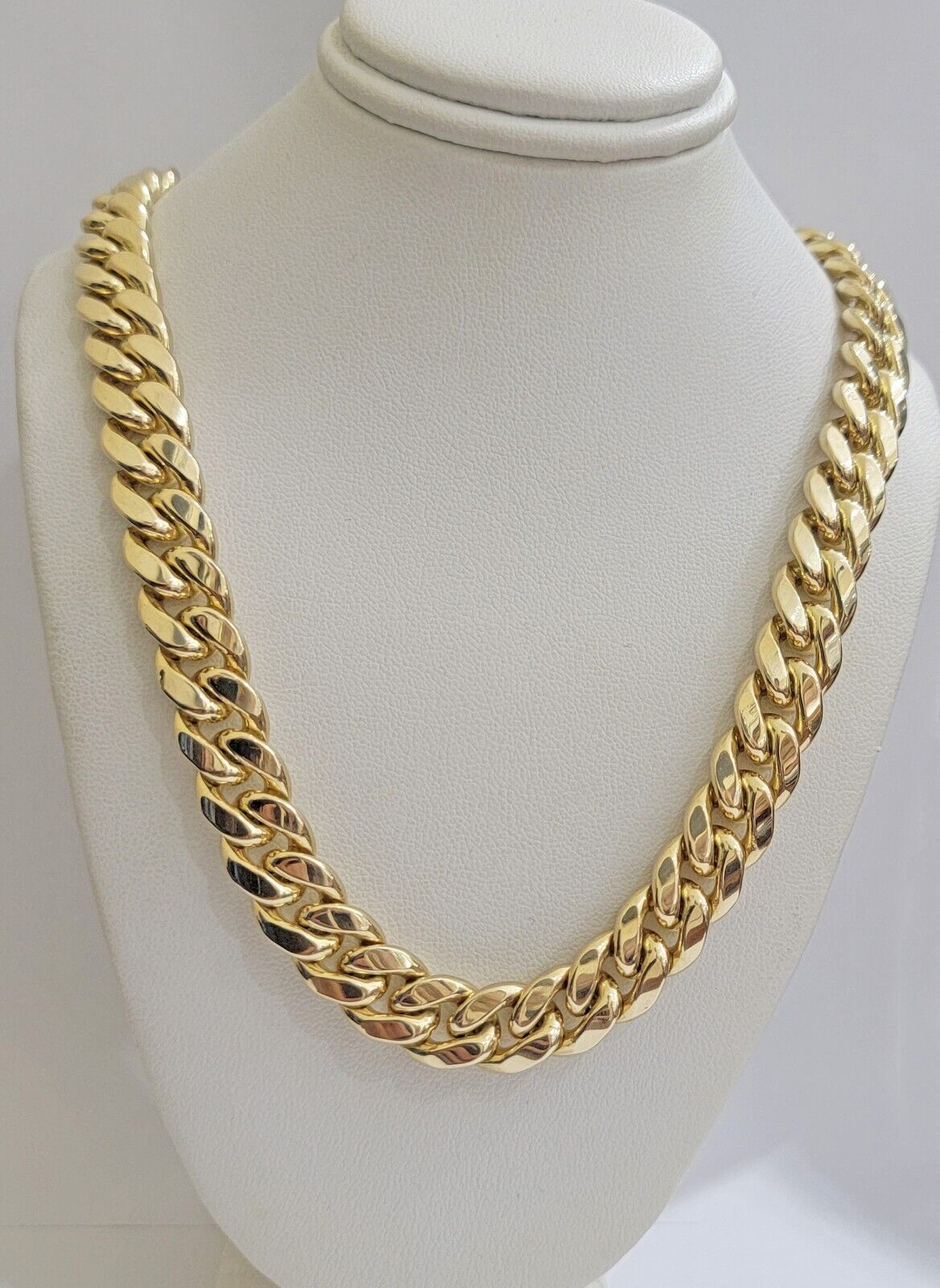 10k Yellow Gold Chain 12mm Miami Cuban Link Necklace 20" - 30" Real 10kt Box Clasp - Reva Jeweler