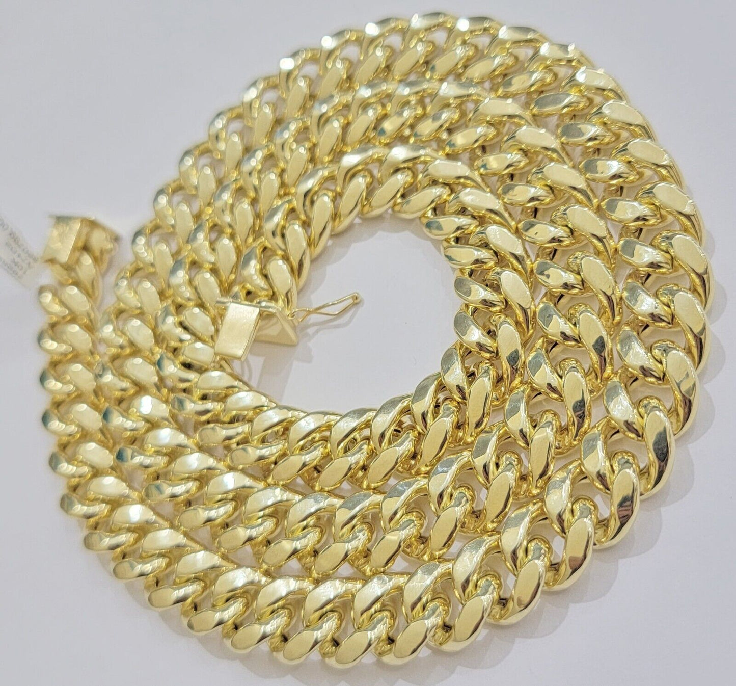 10k Yellow Gold Chain 12mm Miami Cuban Link Necklace 20" - 30" Real 10kt Box Clasp - Reva Jeweler