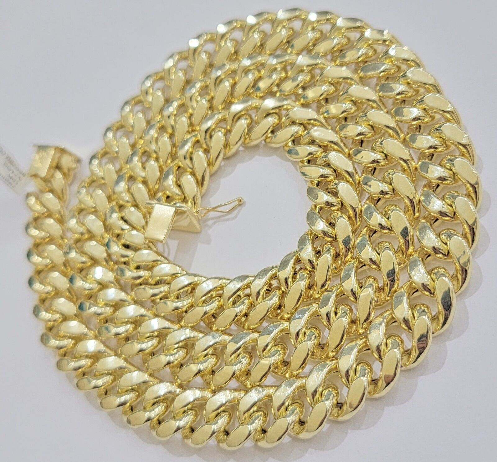 10k Yellow Gold Chain 12mm Miami Cuban Link Necklace 20" - 30" Real 10kt Box Clasp - Reva Jeweler